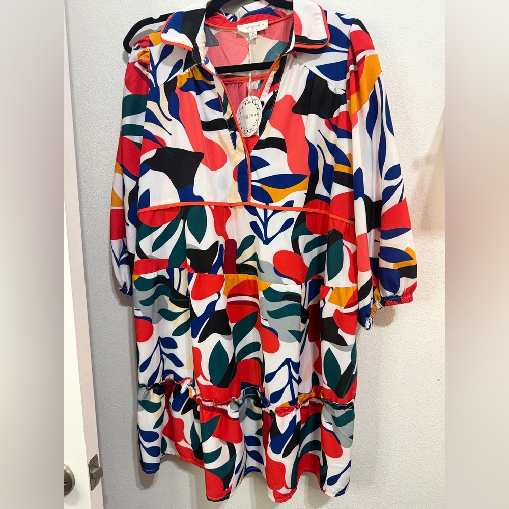 Umgee Multicolor Abstract Print Dress